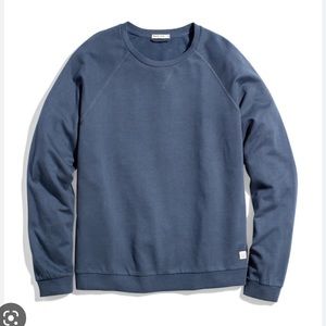 MARINE LAYER Men’s Garment Dye Fleece Long-Sleeve Shirt in Vintage Indigo L